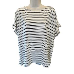 NWT Max Studio striped Flutter Sleeve relaxed fit blouse sz 2X black career top